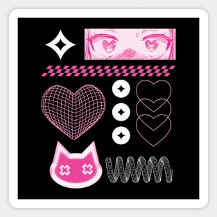 Y2K manga girl kitty Pink Edition Magnet